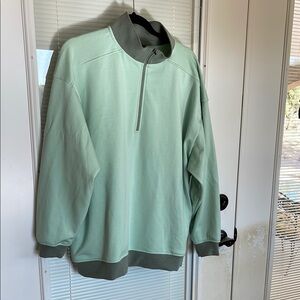 Green Quarter-Zip Sweatshirt with Charcoal Accents